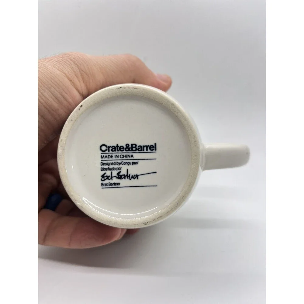 Crate & Barrel White Coffee Mug Tea Cup with Handle and Rim